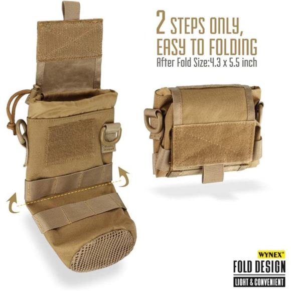 Water Bottle Pouch Folding, Tactical Molle Foldable Holder + American Flag Patch - Picture 2 of 6